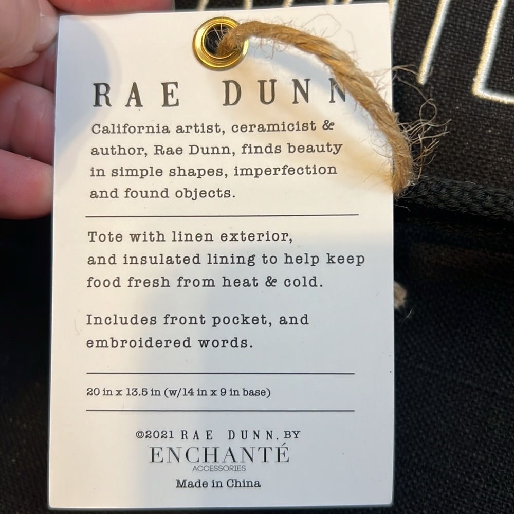 🖤🤍Rae Dunn FAMILY Black Insulated Tote Bag🖤🤍NWT - Picture 10 of 10